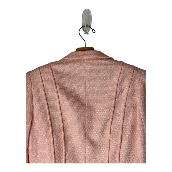 Saks Fifth Avenue Coat Women 6 Pink Tweed Collared Button Front Blazer Retro - Picture 4 of 8